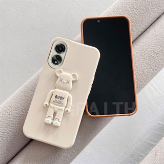 พร้อมส่ง เคสโทรศัพท์มือถือ ซิลิโคนนิ่ม TPU กันรอยเลนส์กล้อง ลายหมี พร้อมที่ตั้งวาง แฟชั่นใหม่ สําหรับ OPPO A78 4G 5G A78 NFC 2023 A78 OppoA78NFC