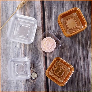 100 ชิ้น Mooncake ถาดด้านในถาดพลาสติกบรรจุภัณฑ์บิสกิต Souffle Cookie Box -FE