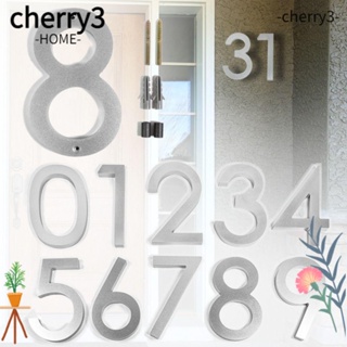 Cherry3 ฟิกเกอร์ตัวเลขอะคริลิค 0-9 ความสูง 125 มม. สีเงิน สไตล์โมเดิร์น สําหรับบ้าน สํานักงาน โรงแรม