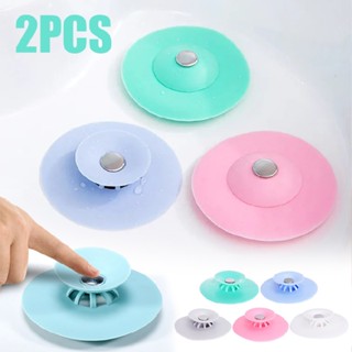 New 2pc Kitchen Bathroom Sink Plug Drainer Stopper Hair Catcher Press Open Close