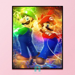 ชุดปักครอสสติตช์ ผ้าฝ้าย 11CT พิมพ์ลาย Super Mario Bros [Acelit.th]