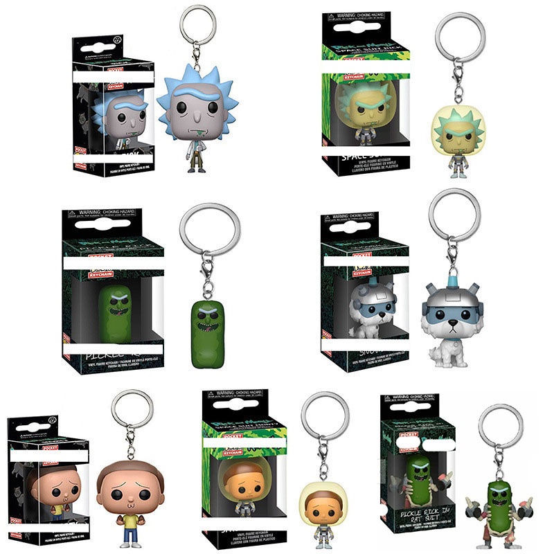 พวงกุญแจ จี้ตุ๊กตาฟิกเกอร์ Funko POP Rick and Morty Pickle Rick