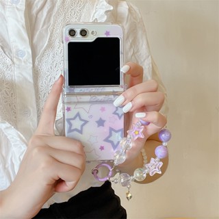 เคสโทรศัพท์มือถือ ไล่โทนสี พร้อมสร้อยข้อมือ สําหรับ Samsung Galaxy Z Flip 5 ZFlip 5