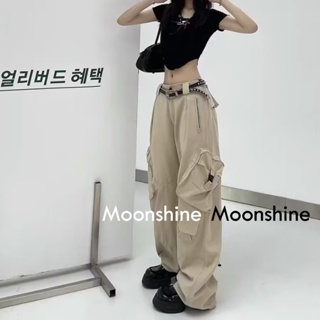 Moon  กางเกงขายาว คาร์โก้ กางเกง เชือกอเมริกันคลาสิค Cargo pants 2023 NEW คุณภาพสูง ทันสมัย สบาย ทันสมัย A90M06E 36Z230909