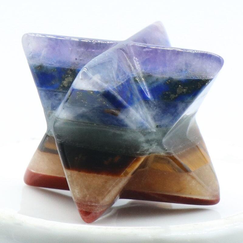 1PC เมอกาบ้า 7 จักระ 7 Chakra Merkaba Crystal for Healing Reiki Spiritual Therapy Energy