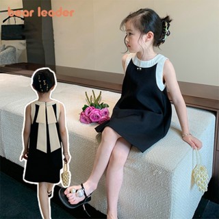 หมีผู้นําเสื้อผ้าเด็ก 2024 ฤดูร้อนใหม่แขนกุดสีจับคู่ชุดเสื้อ…