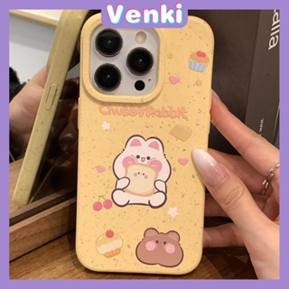 Venki - เข้ากันได้สำหรับ เคส iphone 11 เคสไอโฟน เคสไอโฟน11  เป็นมิตรกับสิ่งแวดล้อม Degradable Case กันกระแทกป้องกันสีเหลือง Healing Bunny Bear เข้ากันได้กับ iPhone 14 Pro max 13 Pro max 12 Pro Max 11 xr xs 7Plus 8Plus