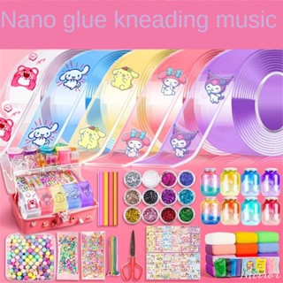 ของเล่นคลายเครียด DIY โฮมเมด Pinch Music Blowing Bubbles Hollow Handmade Water Double-Sided Nano Glue High Sticky Kids Diy Toy M