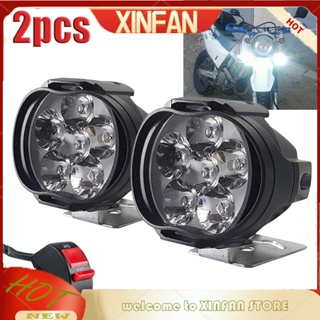 Xinfan หลอดไฟสปอตไลท์ LED 6 ดวง ความสว่างสูง สีขาว สําหรับรถจักรยานยนต์ สกูตเตอร์ไฟฟ้า 2 ชิ้น