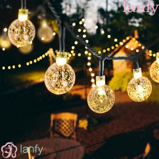 Lanfy สายไฟ Led คริสตัล รูปลูกโลก พลังงานแสงอาทิตย์ ติดตั้งง่าย 6 ม. 7 ม. 10 ม. สําหรับตกแต่งตั้งแคมป์