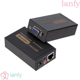 Lanfy VGA เครื่องขยายเสียงวิดีโอ 100M ตัวรับ และส่งสัญญาณ Cat5 6 ตัวแปลงสัญญาณ VGA เป็น RJ45 สําหรับ PC แล็ปท็อป โปรเจคเตอร์ HDTV มอนิเตอร์