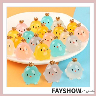 Fay มงกุฎ ไก่ เครื่องประดับ 6 ชิ้น, ไม่มีกาว สําหรับตกแต่งแดชบอร์ดรถยนต์, เรืองแสงกลางคืน ของขวัญเรซิ่น PVC รถ