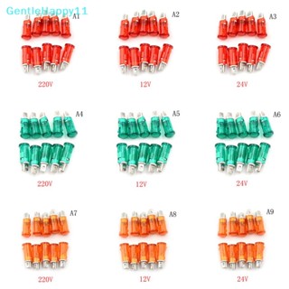 Gentlehappy หลอดไฟสัญญาณ 10 มม. สีแดง สีเหลือง สีเขียว 12V 24V 220V 10 ชิ้น