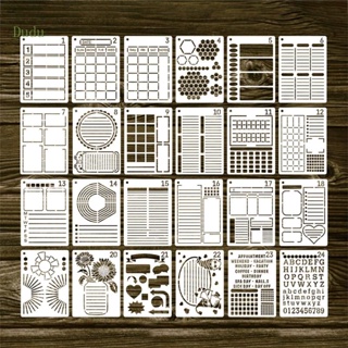 Dudu แม่แบบลายฉลุ ล้างทําความสะอาดได้ DIY สําหรับบันทึกเวลา แพลนเนอร์ 24 ชิ้น