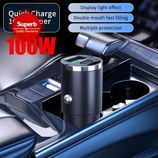 Sunisa1 แหวนดึงโอลาฟ 100W PD QC ชาร์จเร็ว Mini Car Charger USB C Car Phone Charger Adapter สําหรับ T6M7