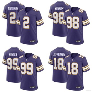 เสื้อยืด พิมพ์ลายเกม Ani NFL Minnesota Vikings Wonnum Hunter Jefferson Mattison พลัสไซซ์ สําหรับผู้ชาย