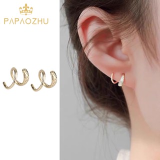 Papaozhu ต่างหูสตั๊ดเกลียว ทอง 14K กันแพ้ เครื่องประดับแฟชั่น สําหรับผู้หญิง ผู้ชาย