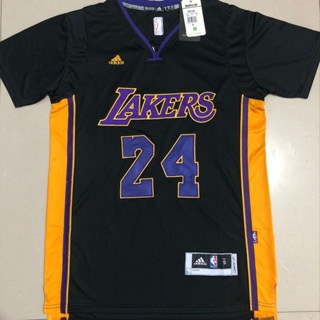 【Swingman】ใหม่ ของแท้ NBA Los Angeles Lakers สําหรับผู้ชาย #24 เสื้อกีฬาแขนสั้น ลายทีม Kobeϟbryant Mamba สีดํา