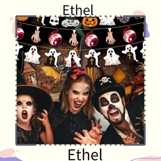 Ethel1 จี้แบนเนอร์กระดาษ ลายฟักทอง ค้างคาว ผี มือ รอยเท้า น่ากลัว สําหรับตกแต่งปาร์ตี้ฮาโลวีน DIY