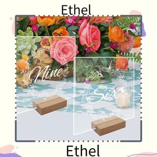 Ethel1 ป้ายอะคริลิคใส รูปตัวเลขพิเศษ ทนทาน พร้อมฐานไม้ สําหรับตกแต่งโต๊ะงานแต่งงาน DIY