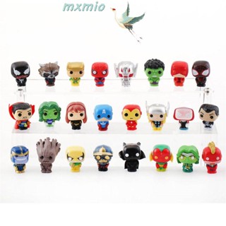 Mxmio ฟิกเกอร์ PVC ซุปเปอร์ฮีโร่ Iron Man Venom Thor Deadpool Black Panther ของเล่นสําหรับเด็ก 24 ชิ้น