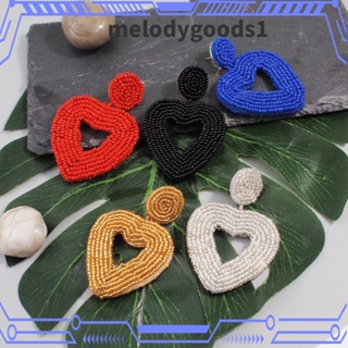 Melodygoods1 ต่างหูลูกปัด รูปหัวใจ ข้าว แฮนด์เมด สไตล์โบฮีเมียน สําหรับผู้หญิง