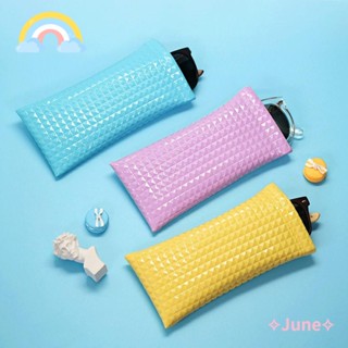 June กระเป๋าแว่นกันแดด หนัง PU นิ่ม สีพื้น แฟชั่น