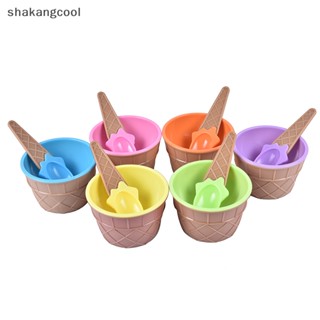 Shakangcool ชามไอศกรีม พร้อมช้อน 6 สี สําหรับเด็ก คู่รัก ของขวัญ ขนมหวาน SGL