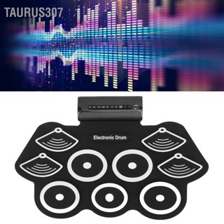 Taurus307 กลองชุดอิเล็กทรอนิกส์ Roll Up Practice Pad Midi Kit with Pedals Sticks Gift for Kids 100‑240V