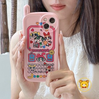 เคสป้องกันโทรศัพท์มือถือ TPU แบบนิ่ม ลายการ์ตูน Powerpuff Girls สีชมพู สําหรับ iPhone 14 Pro Max 13 Pro Max 12 Pro Max 11