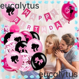 Eucalytus1 ลูกโป่งยาง ฮีเลียม รูปตุ๊กตาบาร์บี้เจ้าหญิง สีชมพู สําหรับตกแต่งปาร์ตี้