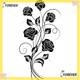 Forever สติกเกอร์ติดผนัง ลายเถาวัลย์ดอกไม้ สีดํา สําหรับตกแต่งบ้าน DIY 2 ชิ้น