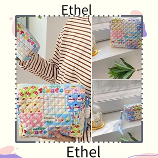 Ethel1 กระเป๋าเครื่องสําอาง กระเป๋าคลัทช์ ผ้าฝ้าย น่ารัก จุของได้เยอะ สําหรับผู้หญิง