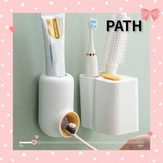 Path เครื่องจ่ายยาสีฟัน แบบติดผนัง ลายการ์ตูน ไม่ต้องเจาะ สีเหลือง ทนทาน สําหรับห้องน้ํา