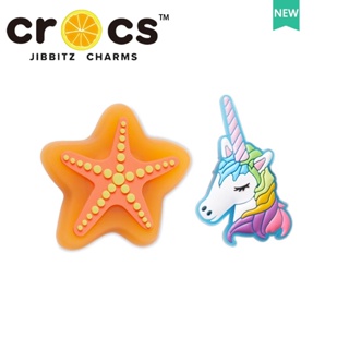 jibbitz crocs แท้ หัวเข็มขัดไฟกระพริบ LED รูปการ์ตูนยูนิคอร์น ดาวห้าแฉก อุปกรณ์เสริม สําหรับตกแต่งรองเท้า crocs