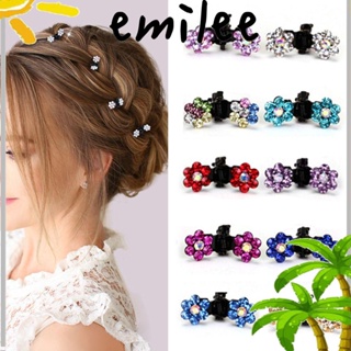 Emilee กิ๊บติดผม พลอยเทียม ลายดอกไม้ กันลื่น สําหรับเด็กผู้หญิง 12 ชิ้น/ชุด