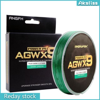 Aks Angryfish Agwx9 สายเบ็ดตกปลา แบบถัก 300 ม. แข็งแรงมาก