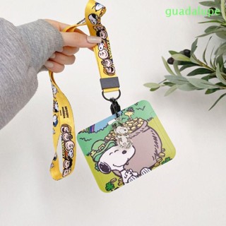 Guadalupe กระเป๋าใส่บัตร ลายการ์ตูน Snoopy พร้อมสายคล้อง สําหรับนักเรียน