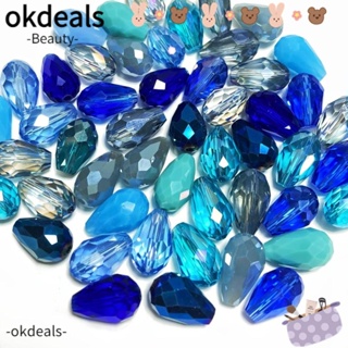 Okdeals ลูกปัดแก้วคริสตัล ทรงหยดน้ํา สีฟ้า 6 * 8 มม. สําหรับทําเครื่องประดับ DIY 200 ชิ้น