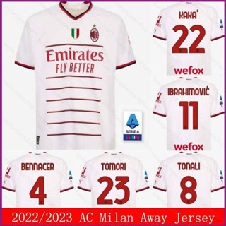 เสื้อกีฬาแขนสั้น ลายทีมชาติฟุตบอล NP2 2022-2023 AC Milan Away Tomori Bennacer Ibrahimovic Kaka Tonali PN2