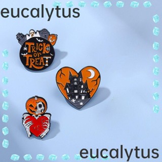 Eucalytus1 เข็มกลัด โลหะผสม รูปฟักทอง โครงกระดูก 3 ซม. อุปกรณ์เสริม สําหรับฮาโลวีน 3 ชิ้น