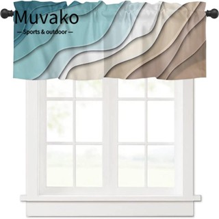 Muvako ผ้าม่านสั้น ลายเรขาคณิต ไล่โทนสีฟ้า 54X18 นิ้ว สําหรับหน้าต่าง