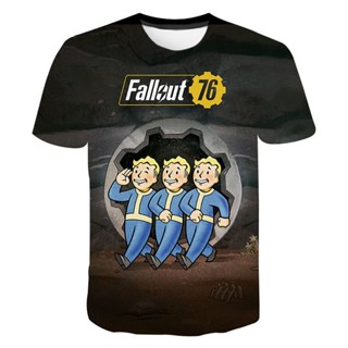 เสื้อยืดลําลอง แขนสั้น คอกลม พิมพ์ลาย Game Fallout 76 4 3D โอเวอร์ไซซ์ แฟชั่นสําหรับเด็กผู้ชาย และเด็กผู้หญิง