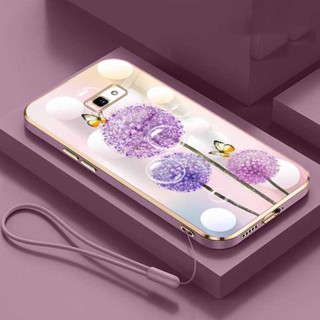 Samsung Galaxy J7 Prime Pro J6 J4 Plus J5 Pro ดอกแดนดิไลออน ทันสมัย ยาง ฝาครอบโทรศัพท์ สายคล้อง มันวาว ชุบ เคสกันกระแทก