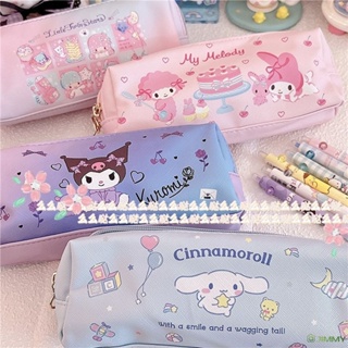 กระเป๋าดินสอ กระเป๋าเครื่องเขียน หนัง ลายการ์ตูน Sanrio Kawaii Kulomi Cinnamoroll มีซิป สองชั้น สําหรับใส่เหรียญ ของขวัญ