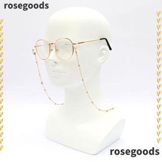 Rosegoods1 สายคล้องคอโลหะ ประดับลูกปัด สําหรับอ่านหนังสือ แว่นกันแดด