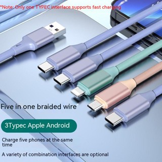 5 in 1 สายชาร์จ สายข้อมูล Type C แอนดรอยด์ Micro USB 5 in 1 สําหรับ iPhone 14 13 12 11 Pro Max Sumsang