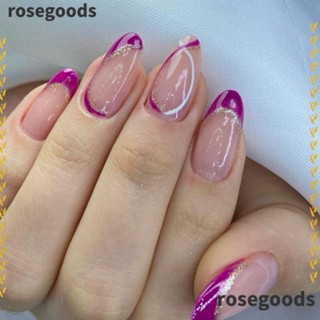 Rosegoods1 เล็บปลอม Diy สไตล์ฝรั่งเศส 24 ชิ้น