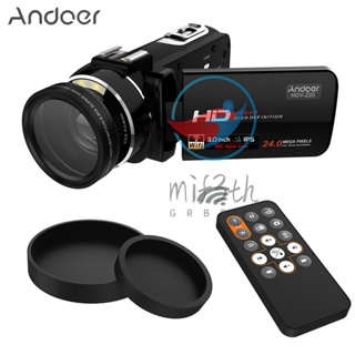 Mif)andoer HDV-Z20 กล้องบันทึกวิดีโอดิจิทัล 1080P Full HD พร้อมเลนส์มุมกว้าง 37 มม. 0.45× 24 ล้านพิกเซล ซูมได้ 16× กล้องวิดีโอดิจิทัล 3.1 นิ้ว หมุนได้ หน้าจอสัมผัส IPS พร้อม Rem