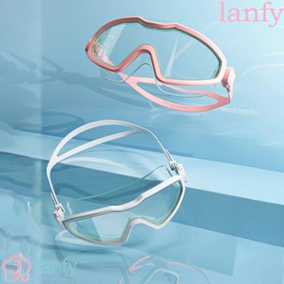 Lanfy แว่นตาว่ายน้ํา ชุบไฟฟ้า พร้อมที่อุดหู แว่นตาดําน้ํา สไตล์คลาสสิก มุมมองกว้าง ป้องกันหมอก HD แว่นตาชุบไฟฟ้า